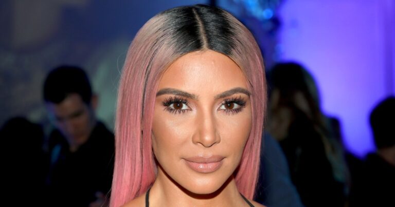 Kim Kardashian Debuts Pastel Pink Pixie Cut Days After Bleaching Hair Platinum Blonde 2