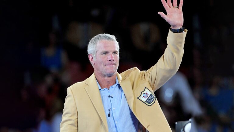 Brett Favre Gold Jacket GETTY