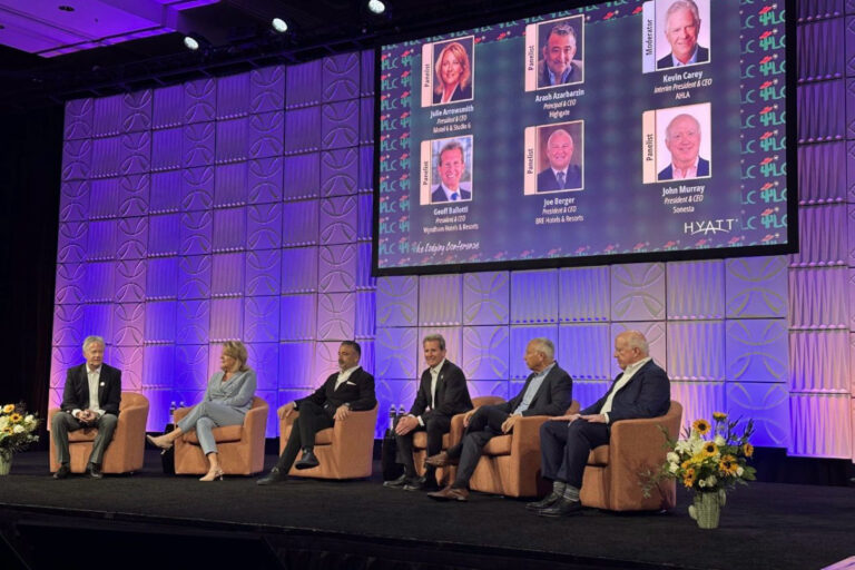 lodging conference panel Moderated By Kevin Carey. Panelists include Julie Arrowsmith Arash Azarbarzin Geoff Ballotti Joseph Berger and John Murray october 2024