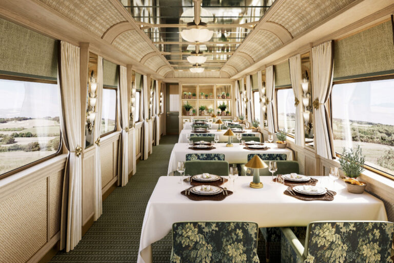 interior dining car on Belmond